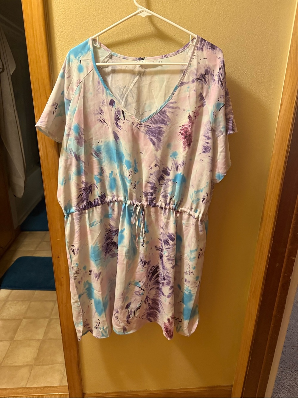Women's Tie-Waist Swim Coverup in Pastel Tie-Dye